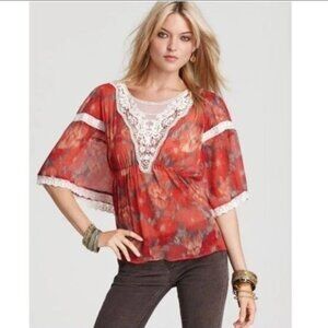 Free People Daydreamer Chiffon Kimono Top Size Lg NWOT
